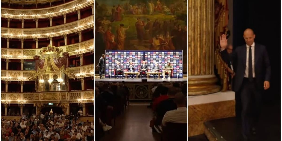 La presentazione mozzafiato di Allegri al Teatro San Carlo di Napoli: sold out e applausi. E Max si emoziona