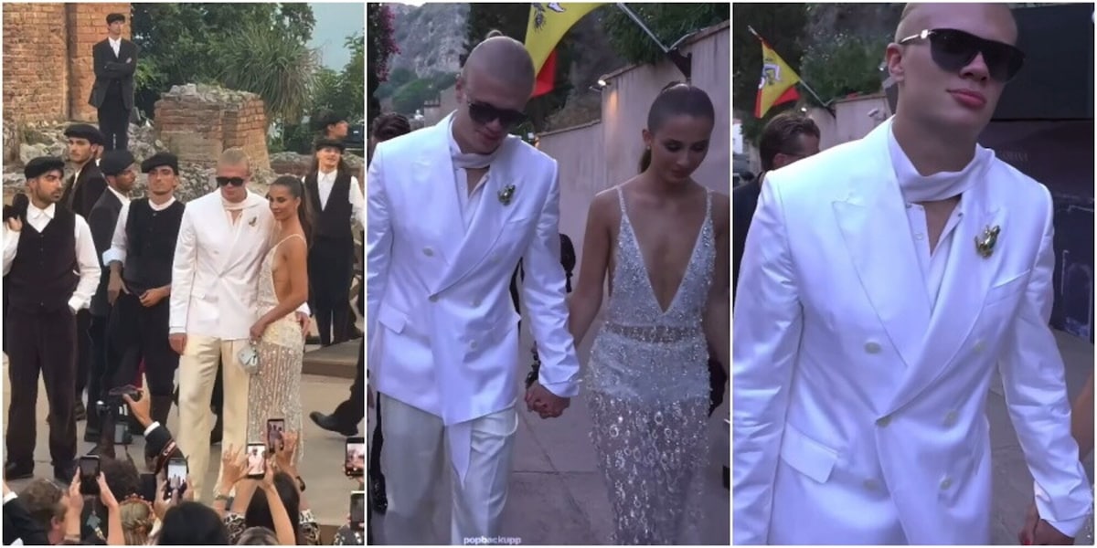 Haaland in Sicilia: tutti pazzi per il look total white tra le coppole, outfit da urlo per la fidanzata Isabel
