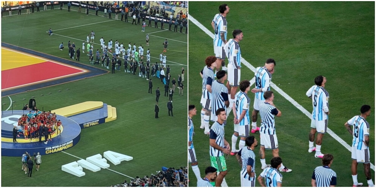 L’Argentina di spalle durante la premiazione della Spagna: il brutto gesto fa discutere sui social