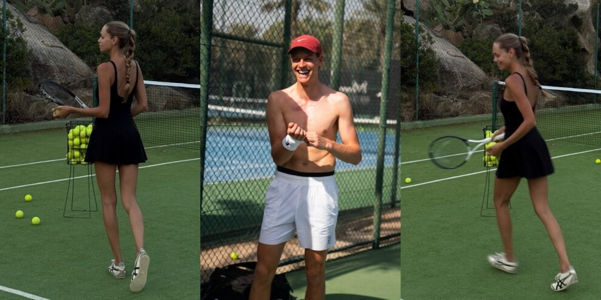 Laila Hasanovic si dà al tennis come il suo Sinner: l'allenamento in vacanza con il mini dress nero
