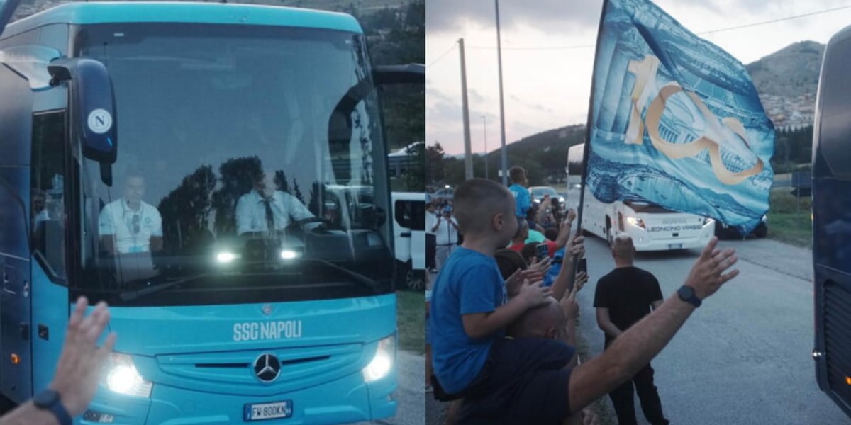 Napoli, che festa per l'arrivo della squadra di Allegri a Castel di Sangro