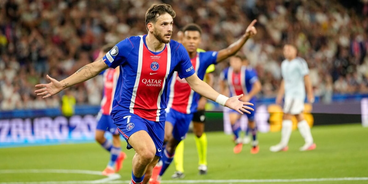 Il Psg conquista la Supercoppa europea: super Kvara e Doué stendono l’Aston Villa