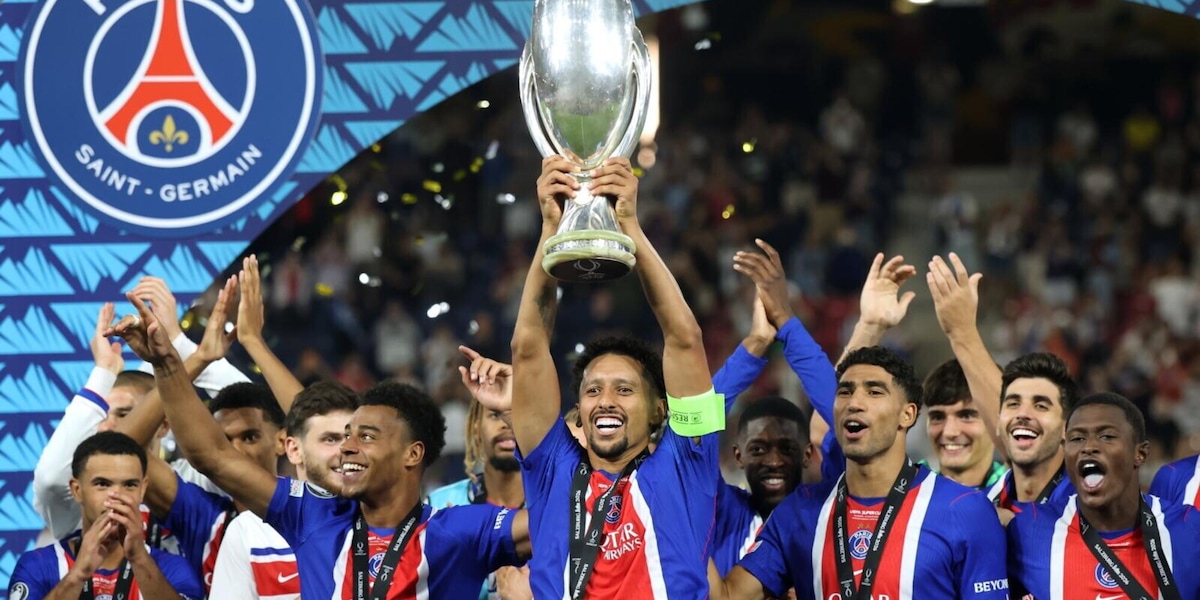 Il Psg conquista la Supercoppa europea: super Kvara e Doué stendono l’Aston Villa