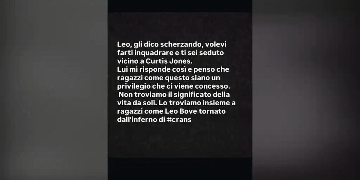 Crans Montana, Leonardo Bove a San Siro davanti a Curtis Jones: il messaggio ironico al direttore Zazzaroni