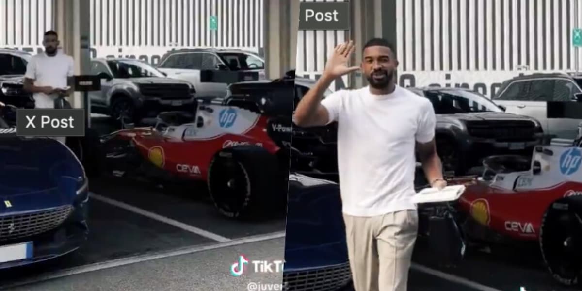 Una Ferrari SF-26 nel parcheggio della Juve ma... i calciatori fanno finta di niente