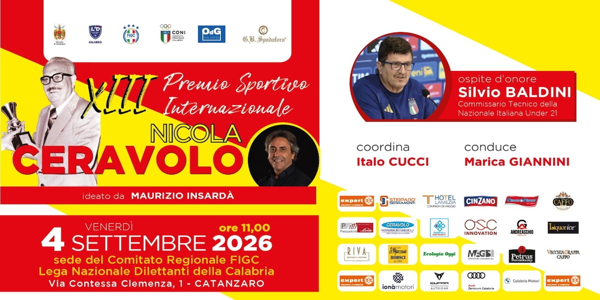 Il "Ceravolo" 2026 assegnato al ct Silvio Baldini