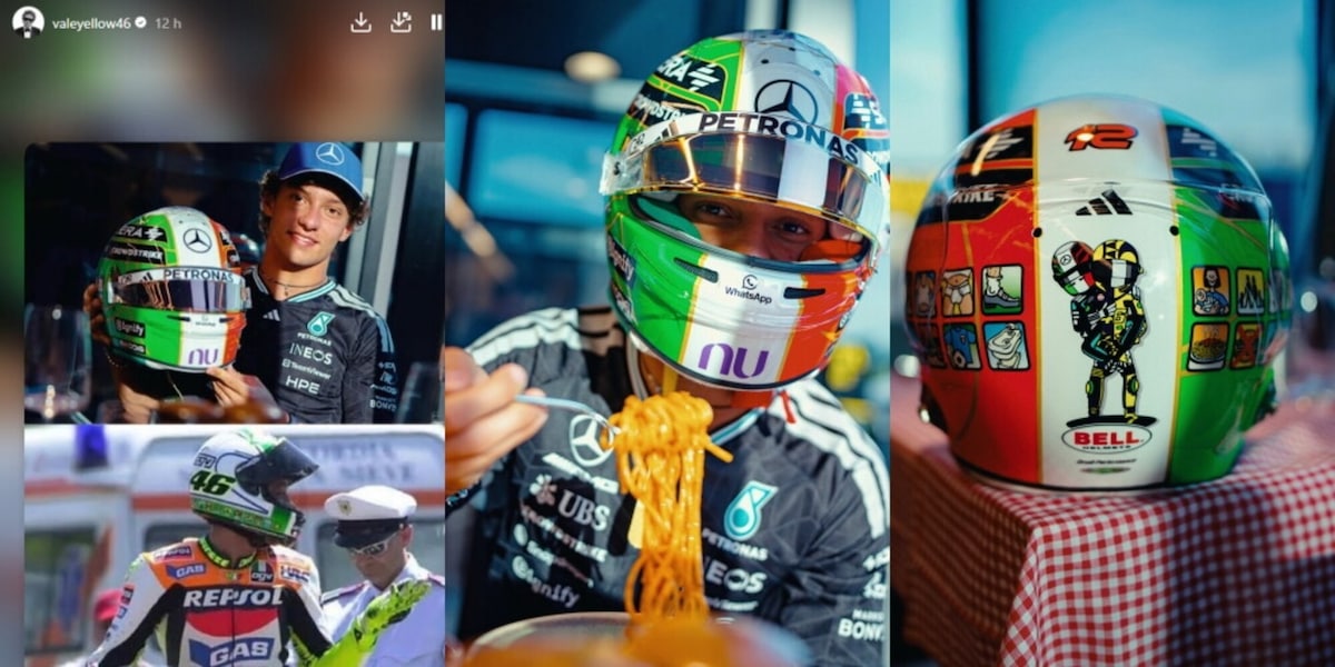 Kimi Antonelli omaggia Valentino Rossi e gli spaghetti: il casco per Monza è un tripudio italiano