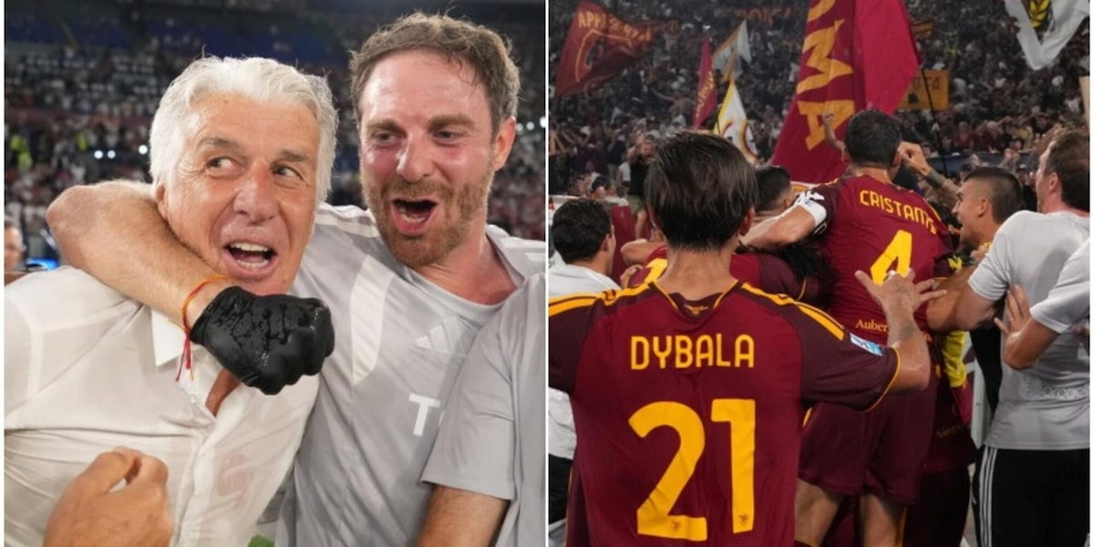 FOTO Roma, è qui la festa: l'Olimpico impazzisce con Gasperini e la squadra. È delirio sotto la Sud