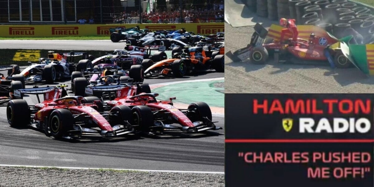 I primi folli giri di Leclerc a Monza: scintille con Hamilton, poi va a sbattere. Lewis: "Mi ha spinto fuori"