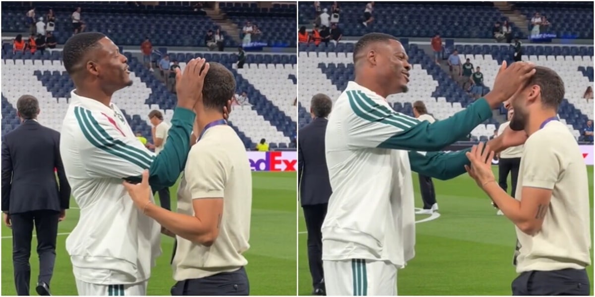 Dumfries e Calhanoglu, siparietto prima di Real-Inter: la mano sui capelli e il gesto di approvazione