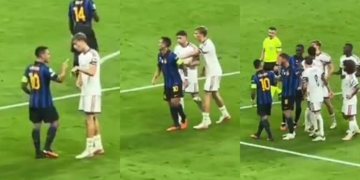 Il dito puntato in faccia, poi lo spintone alle spalle: lo scontro in campo tra Lautaro e Huijsen da un'altra angolazione. Alla fine arriva la pace