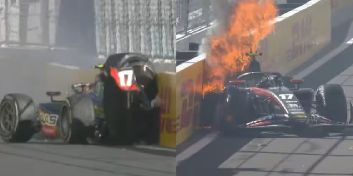 Terrore in Formula 2: la monoposto di Inthraphuvasak sbatte contro il muro e va in fiamme