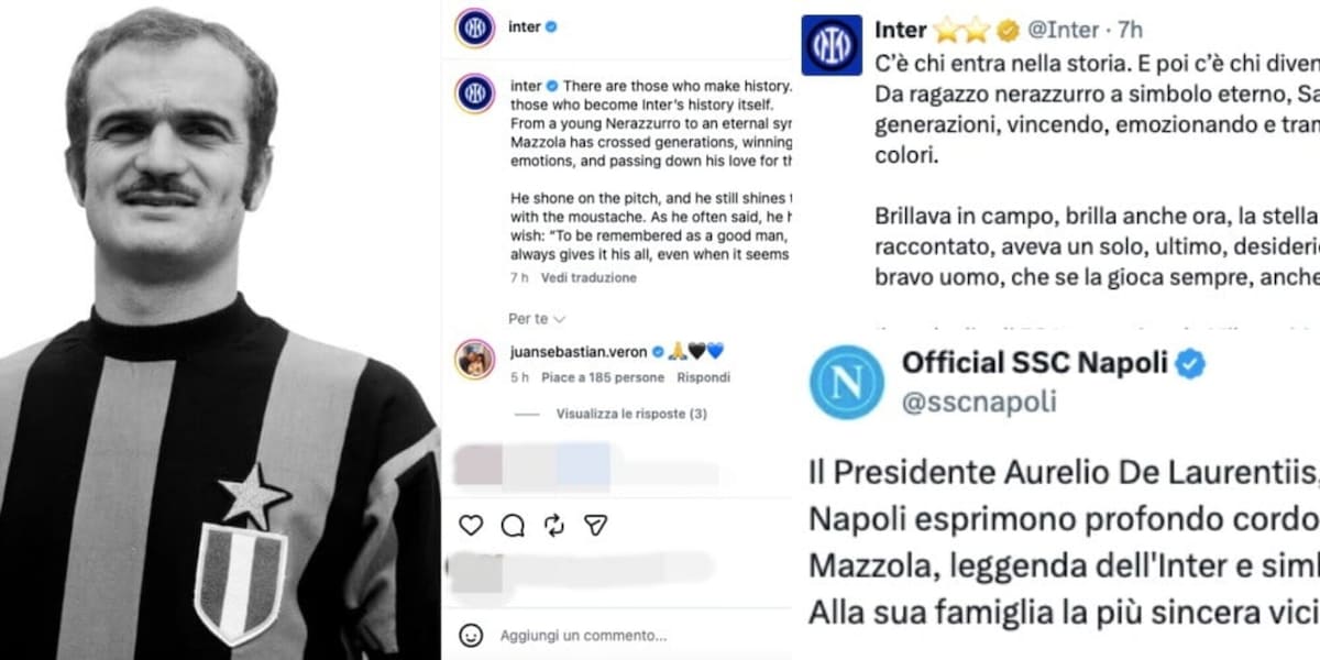 FOTO Dall'Inter al Napoli, tutti i messaggi social per Sandro Mazzola
