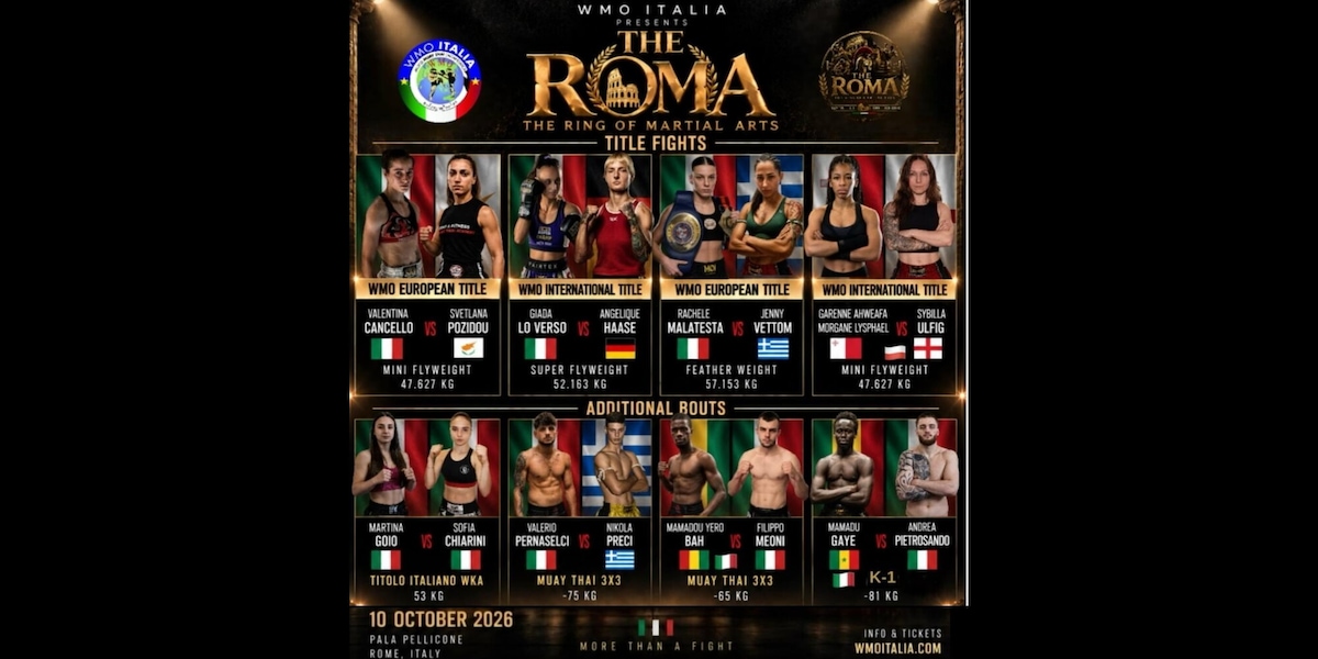 Ostia la capitale europea degli sport da combattimento: cinque titoli al gran galà The R.O.M.A.
