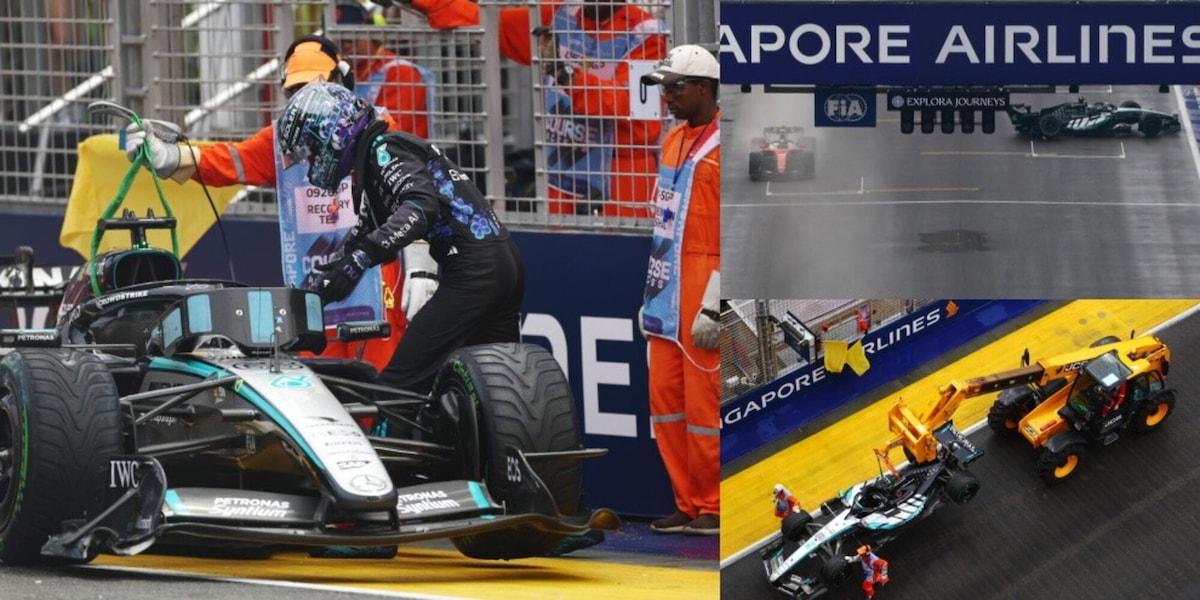 Colpo di scena Russell, il leader va a muro al secondo giro: incidente e rabbia nella Gara Sprint di Singapore