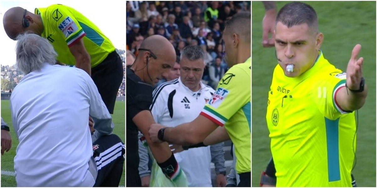 Incredibile a Como, l'arbitro Fabbri si fa male dopo l'espulsione di Malen e viene sostituito!