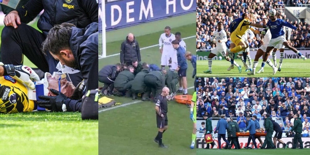 Scontro shock per Dibu Martinez: botta in testa in Everton-Chelsea, esce in barella con l'ossigeno