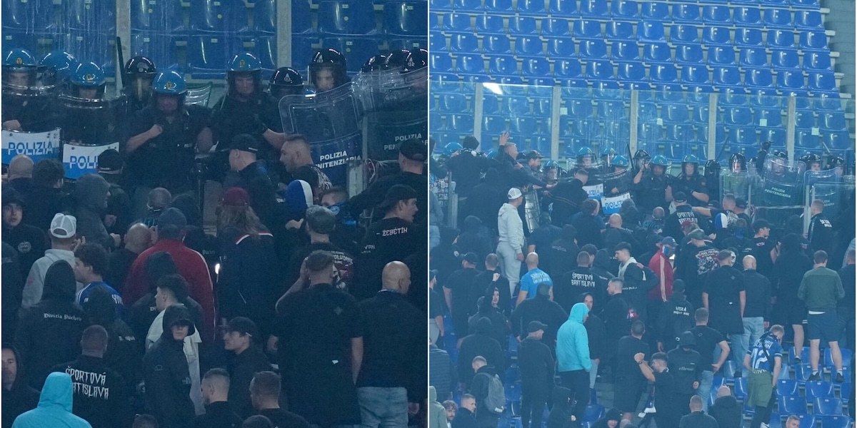 Tensione sugli spalti durante Roma-Slovan Bratislava, un agente ferito FOTO