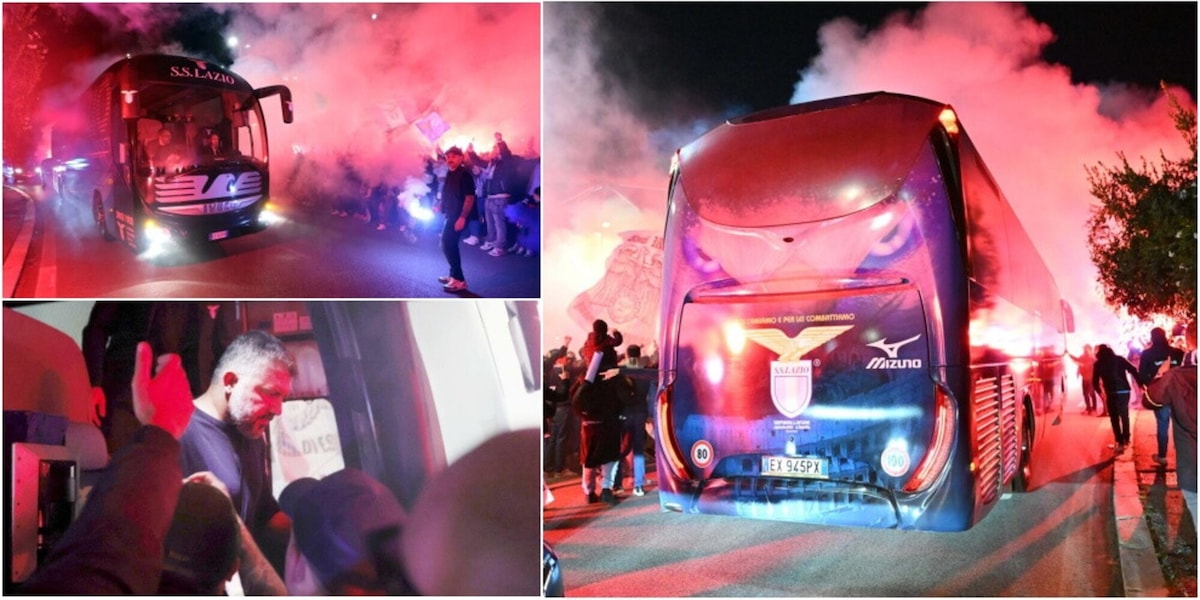 FOTO Accoglienza da brividi per la Lazio prima del Parma: la carica dei tifosi fuori dall'Olimpico, ma la protesta continua