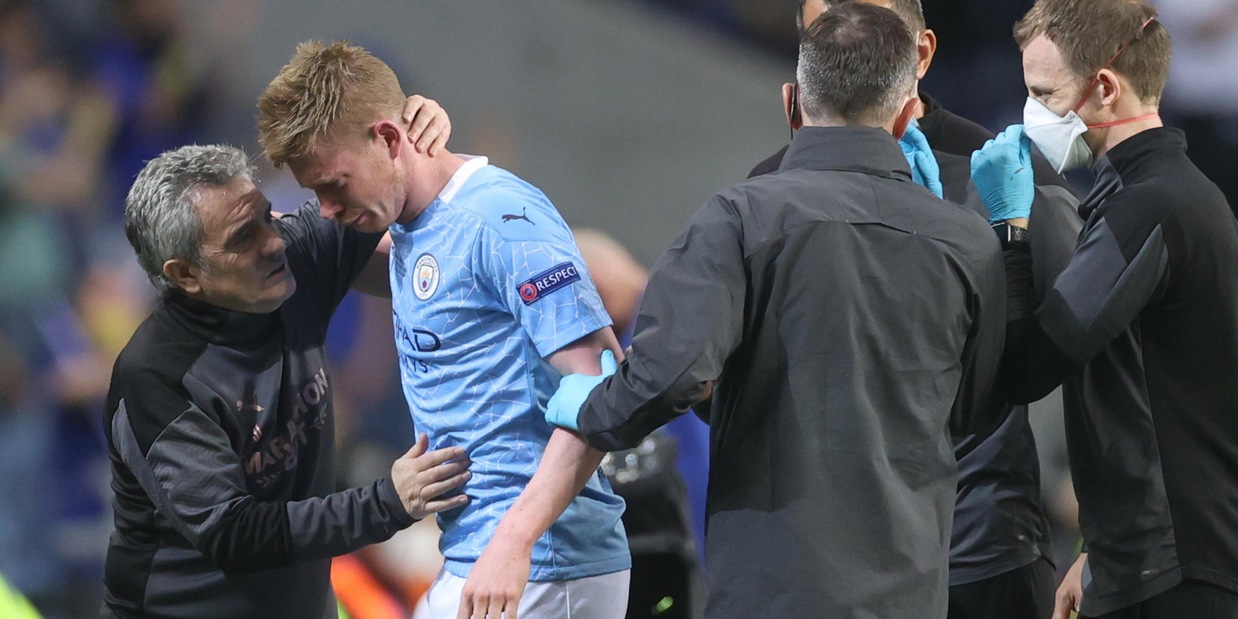 De Bruyne-Rudiger shock: setto nasale e orbita fratturata