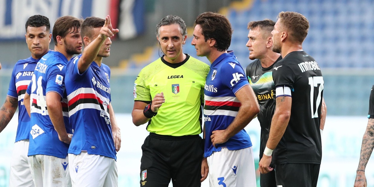 Moviola Samp-Lazio, Aureliano non segue il VAR: ok, non è rigore 