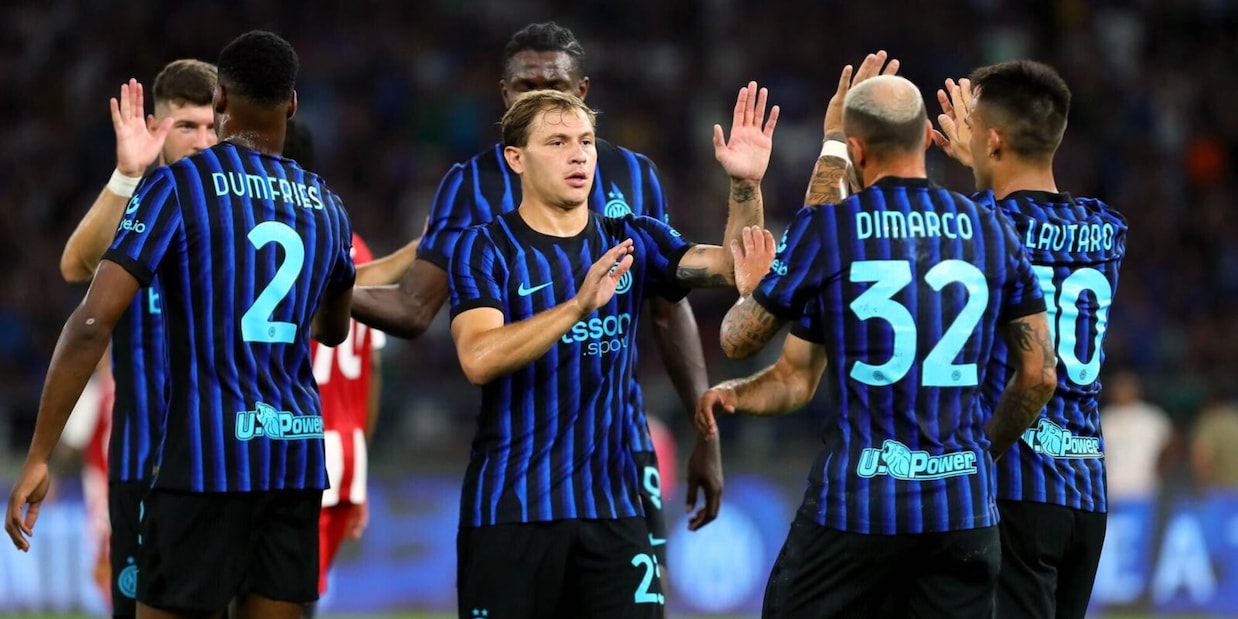 Inter ok con l'Olympiakos: Dimarco, gol e infortunio. A segno anche Thuram