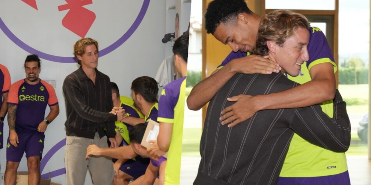 Fiorentina, abbracci e nostalgia: Bove torna a salutare gli ex compagni
