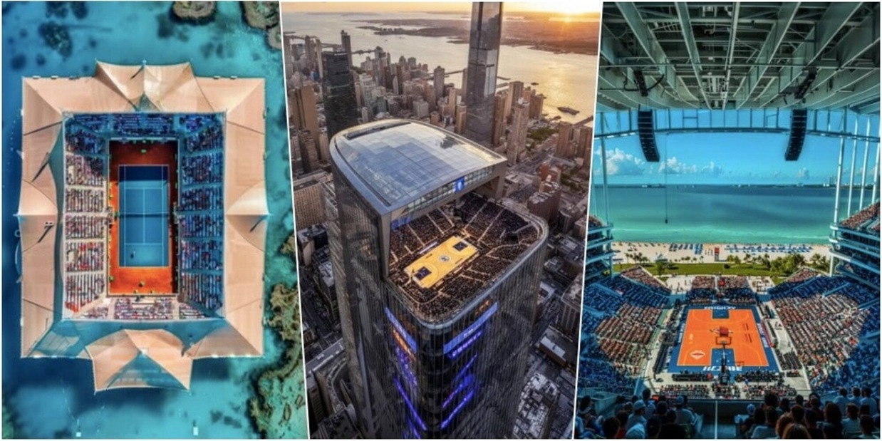 Dalla Nba al tennis, i visionari stadi realizzati con l'AI sono pazzeschi
