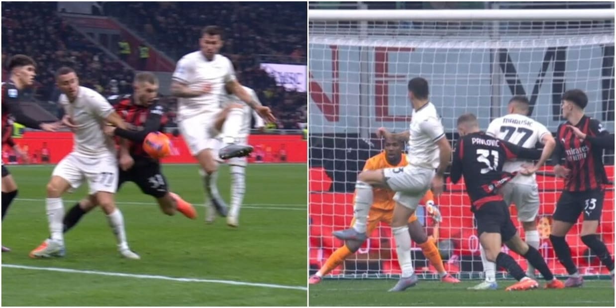 Milan-Lazio, tocco di braccio di Pavlovic su tiro di Romagnoli: per Collu non è calcio di rigore