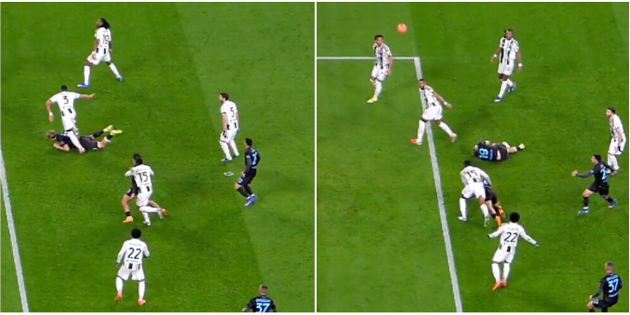 Kalulu atterra Vergara in area della Juve, l'arbitro non concede il rigore al Napoli: la fotosequenza

