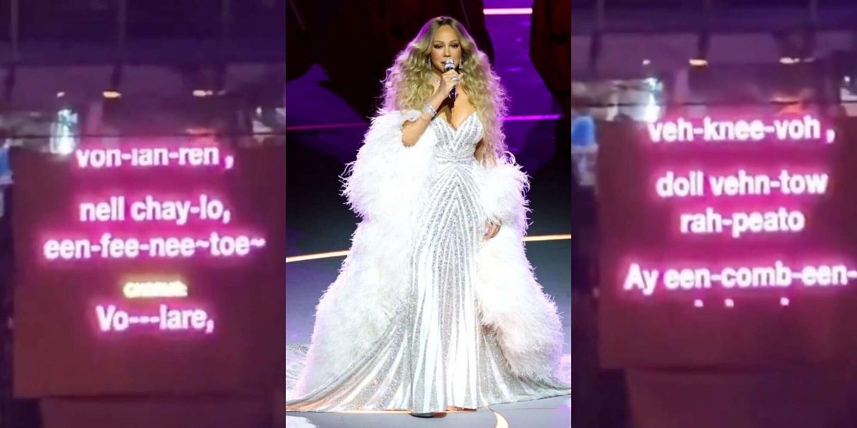 Mariah Carey canta "Nel blu dipinto di blu" e fa impazzire i social: il gobbo è subito virale