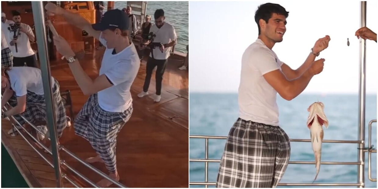 Sinner batte Alcaraz a Doha... ma è una sfida di pesca in mare