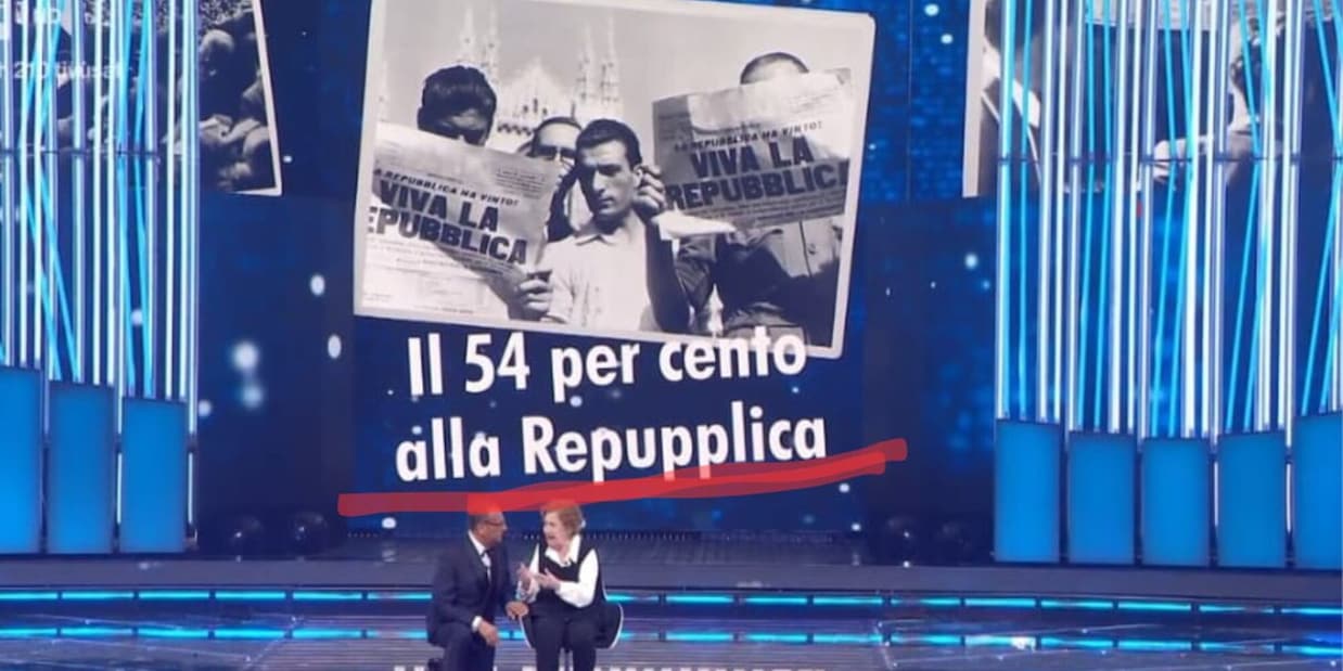Pazzesca gaffe a Sanremo, l’incredibile errore sulla grafica mentre parla Gianna Pratesi