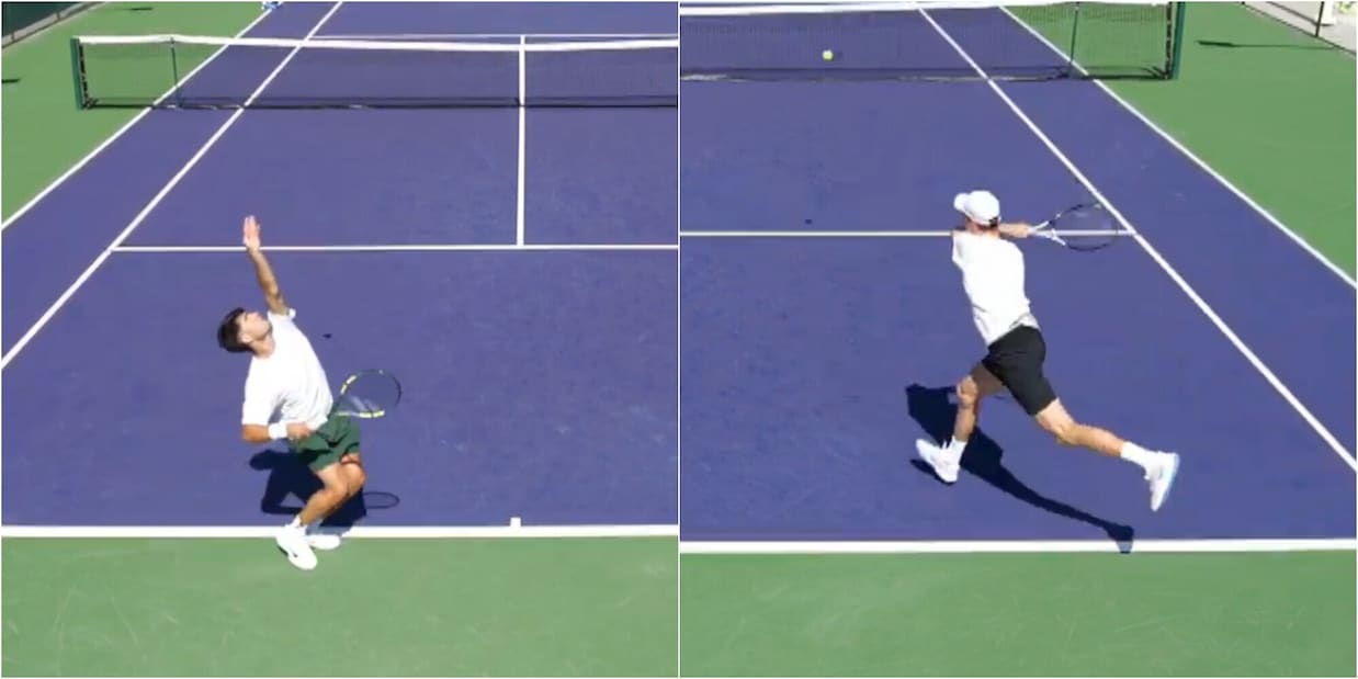 Indian Wells, Sinner in campo con Darderi e accanto c'è Alcaraz: "Le stelle si allineano..."