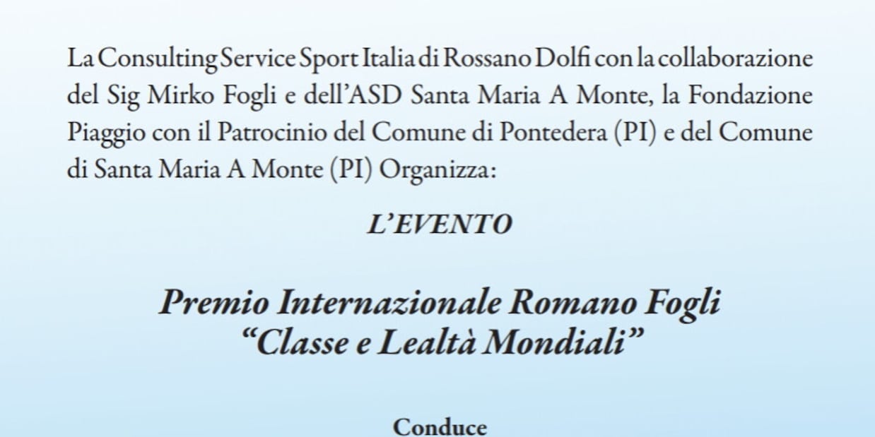 Premio Romano Fogli, il 28 marzo la premiazione