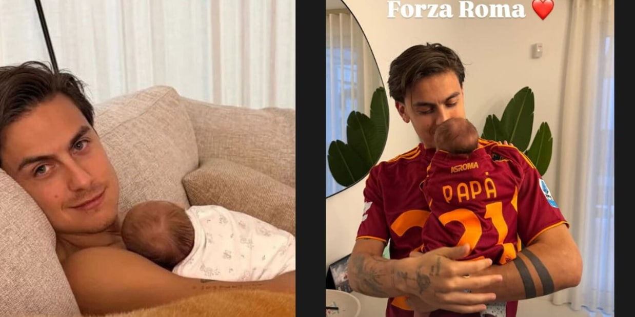 Dybala, la figlia neonata con la maglia della Roma. E la moglie svela cosa fa in casa 