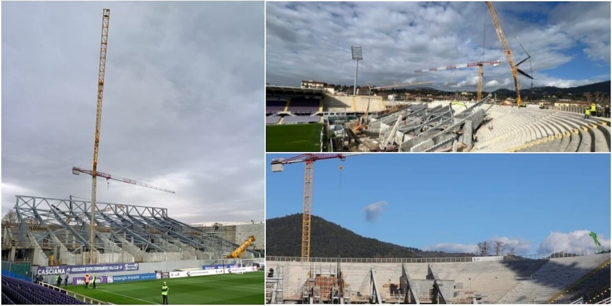 Fiorentina-Lazio, c'è una gru gigante nello stadio: pericolo al Franchi