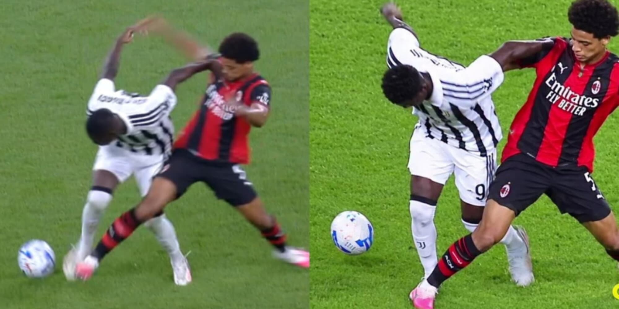 Juve-Milan, c'è "step on foot" su Kolo Muani prima del gol di Cisse?