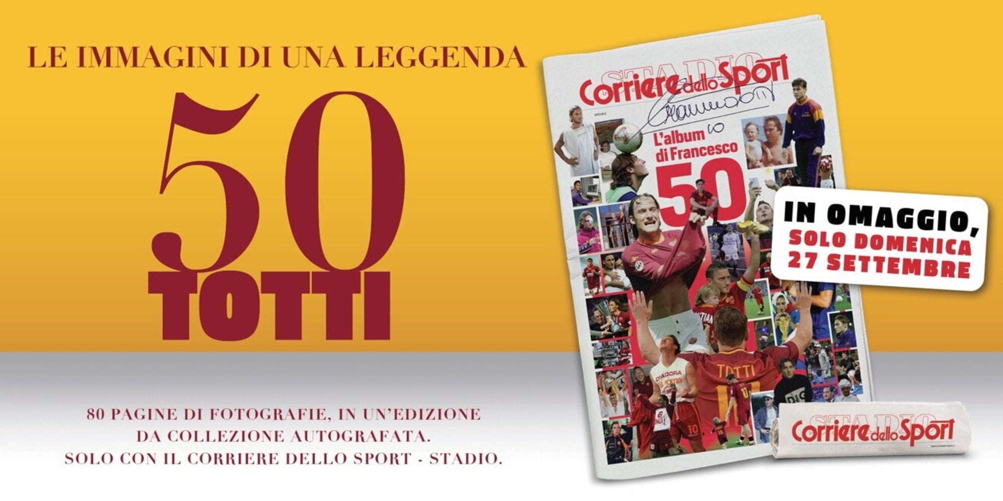 Totti50: Így ünnepli a Corriere dello Sport a legendás csapatkapitányt