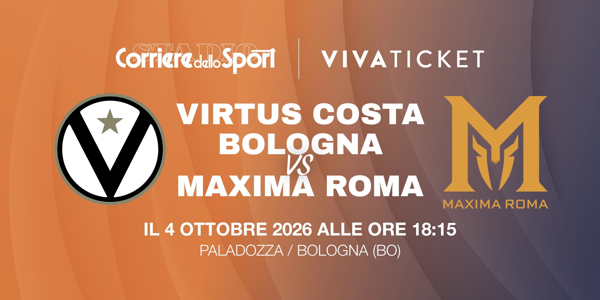 Disponibili i biglietti per Virtus Costa Bologna - Maxima Roma