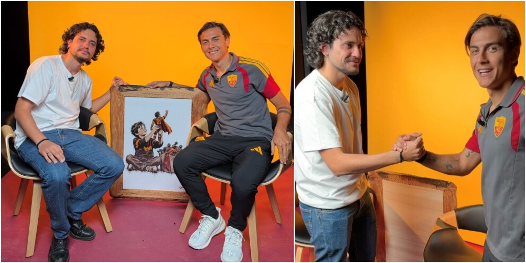 Különleges találkozó Rómában: Paulo Dybala személyesen köszöntötte a szurkolói művészt