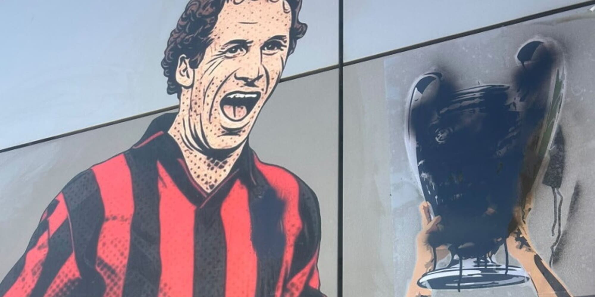 Újra megrongálták Franco Baresi milánói falfestményét