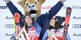 Goggia e Brignone dietro alla Schiffrin: che festa sul palco a St. Moritz