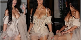 Kim Kardashian, le foto in intimo e reggicalze dopo le nozze di Bezos: Venezia diventa bollente