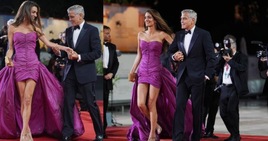 Clooney riappare a Venezia dopo la malattia ma la moglie Amal gli ruba la scena