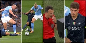 Di Lorenzo espulso per il fallo su Haaland: la fotosequenza