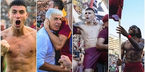 La Roma vince il derby: Mancini scatenato sotto la curva. Esplode la festa giallorossa all'Olimpico