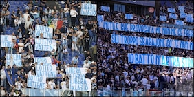 Lazio, contestazione all'Olimpico contro Lotito: le foto degli striscioni