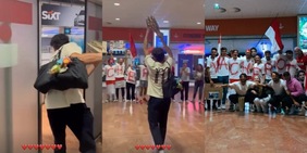 L'accoglienza per Vacherot in aeroporto: lui "lancia" la coppa di Shanghai ed esplode la festa dei tifosi