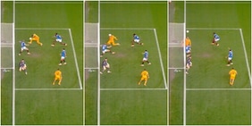 Celik, traversa da Mai dire Gol in Rangers-Roma: la fotosequenza